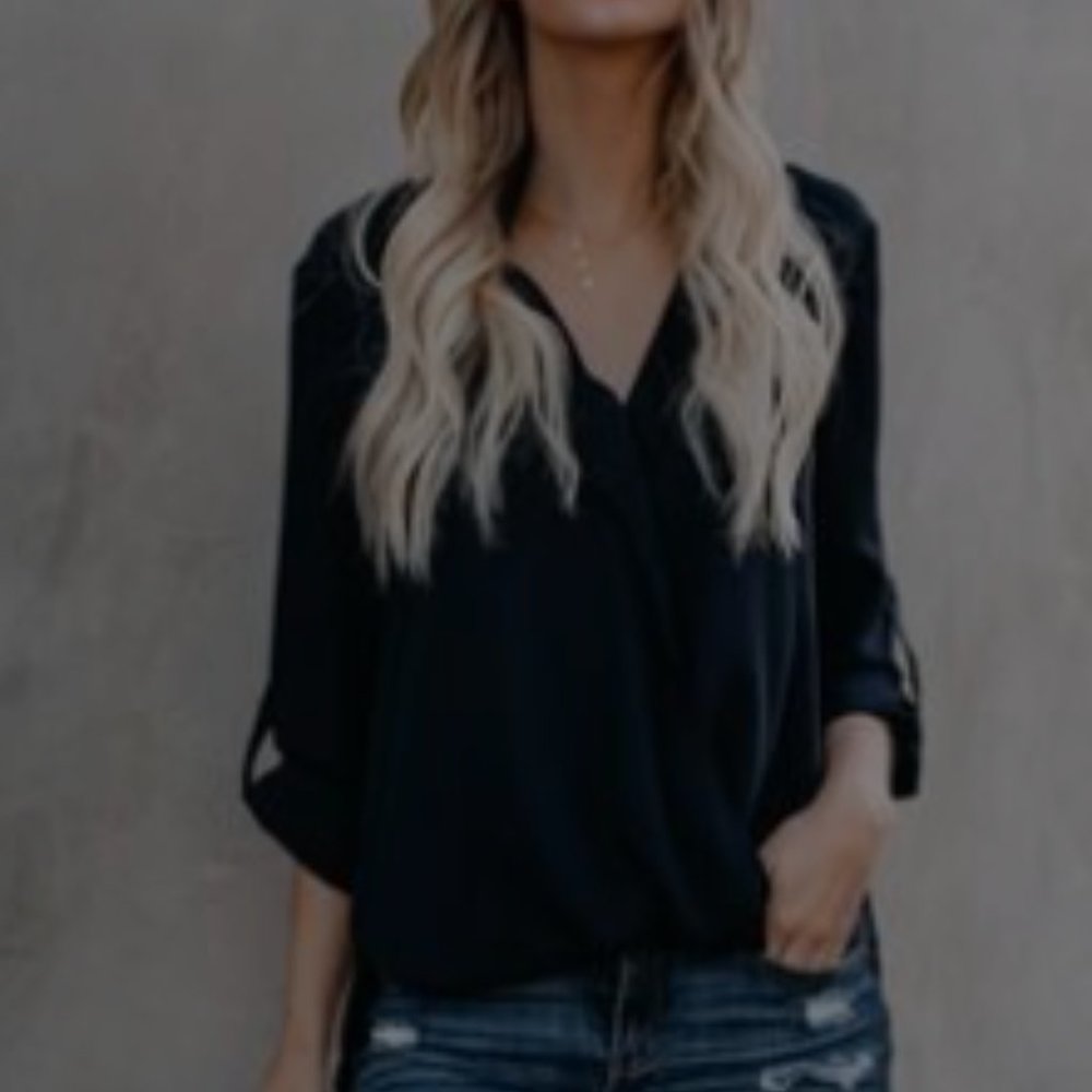 VICI Navy Blue Drape Blouse